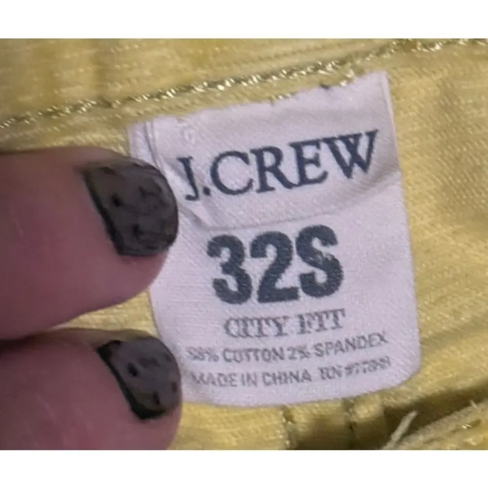 J. Crew Yellow Corduroy Pants Women's 32S City Fit Straight Leg Preppy